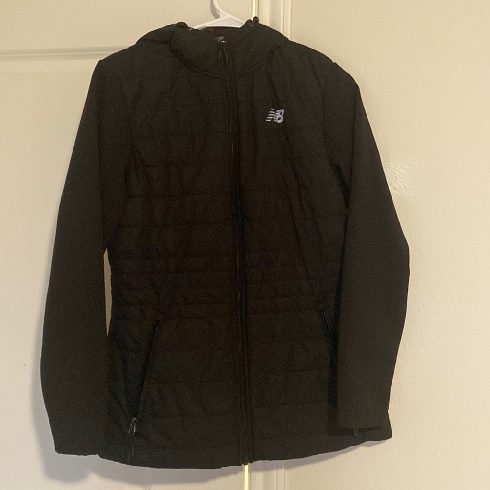New balance black fleece lined rain proof windbreaker jacket. size small
